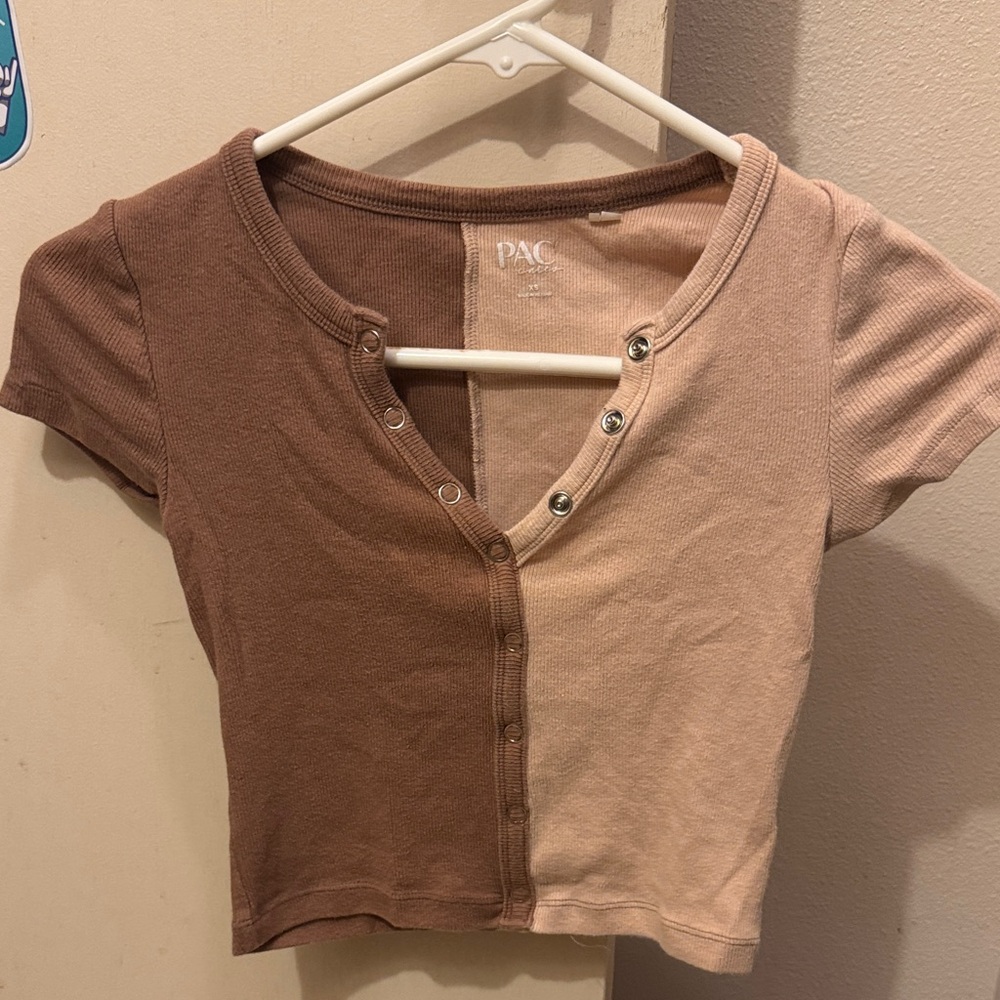 PacSun Brown and Tan Button Down Shirt
